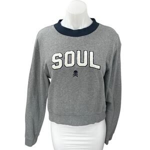 Soulcycle Women's Gray Fleece Long Sleeve Crewneck Sweatshirt Sweater Top Size M